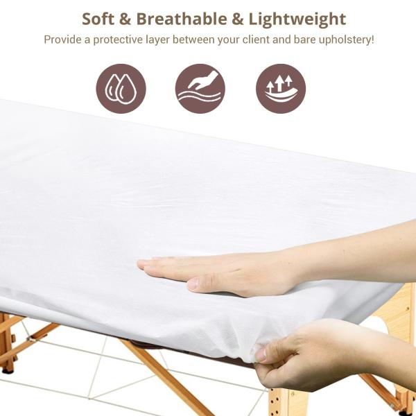 Disposable Fitted Massage Table Sheets Spa Bed Covers, Breathable Non Woven Fabric Massage Table Protective Cover