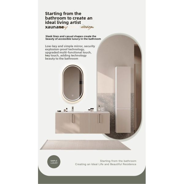 Modern Anti-Fog Oval LED Illuminated Bathroom Vanity Mirror Simple Smart Rectangle Touch Control for Hotel Apartments Villas