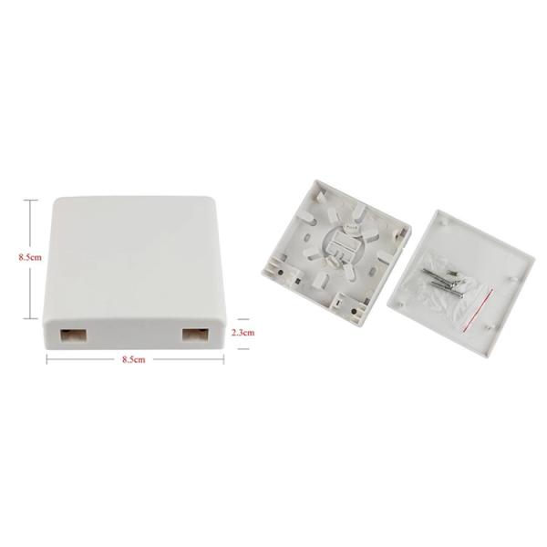 SC / PC SC / UPC Two Ports Fiber Optic 86x86 Terminal Box White Color