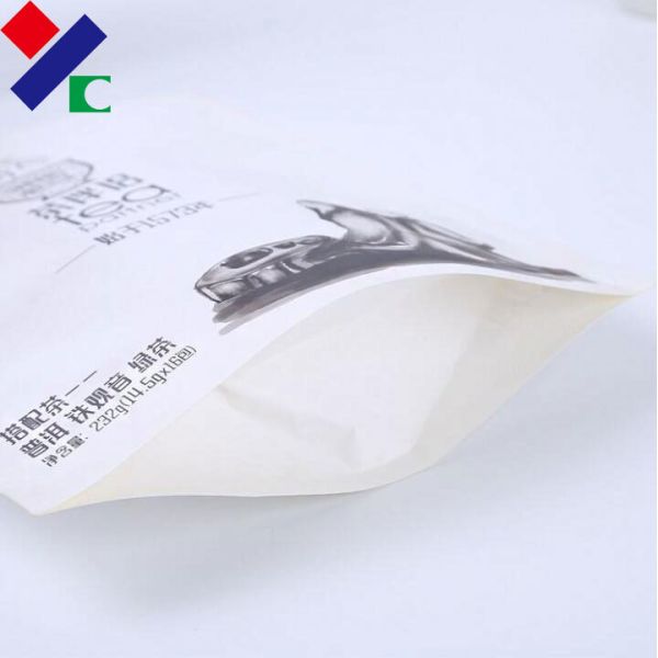 BRC White Brown Kraft Paper Pouch Stand Up  Bag For Coffee Tea