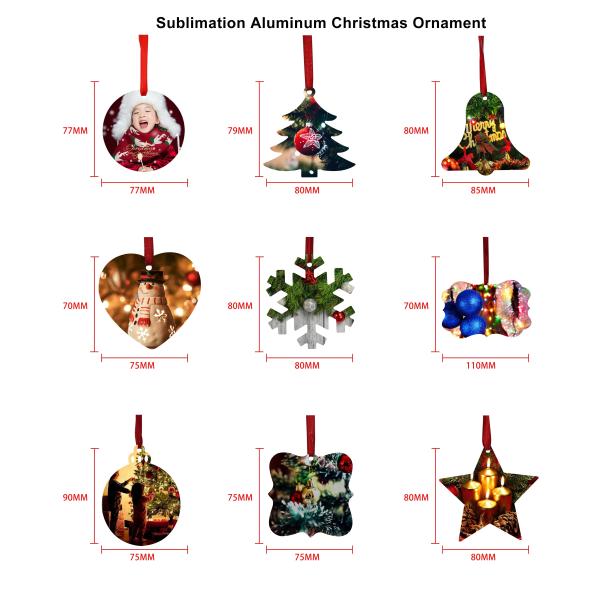 Sublimation Cadeaux de Noël Fournitures en aluminium à double face Sublimation Décorations de Noël Blancs