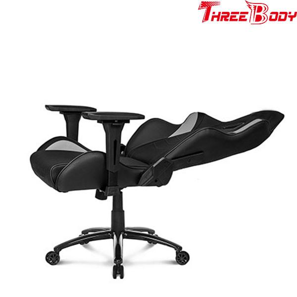 Black And Gray Leather Gaming Chair 360 Degree Swivel Rotation Fire - Retardant