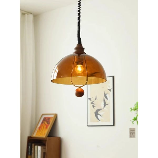 Wabi Sabi Amber Shades Hanging Chandelier Light American Retro Lift E27 Pendant Lamp (WH-VP-361)