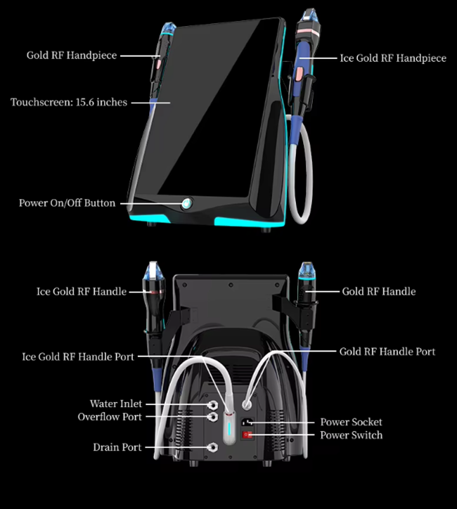Cooling Glod Microneedling RF Machine For Skin Tighenting Skin Rejuvenation