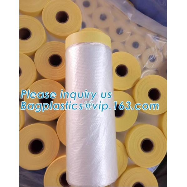 UV Resistance PE Taped Plastic Drop Masking Film For Car Painting, Plastic Film/Pre-Taped Masking Taped Protective Plast