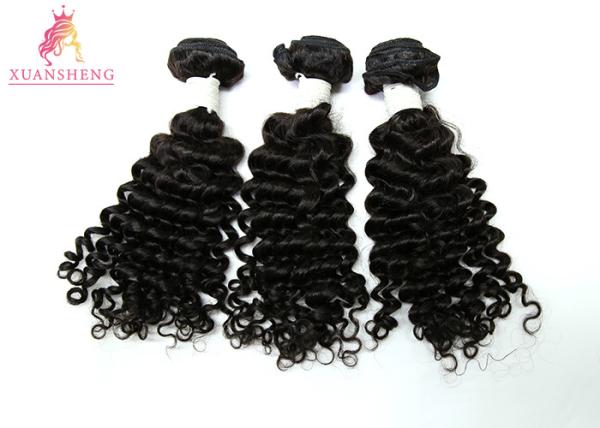 Black Peruvian Human Hair Bundles Deep Wave Double Drawn Free Style