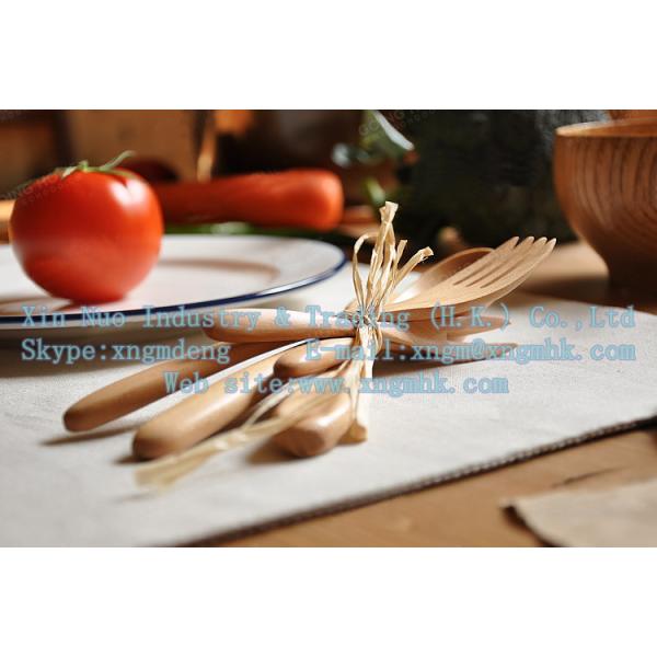 Wooden children's cutlery sets, wooden knife and fork spoon 5 sets of wooden fruit fork