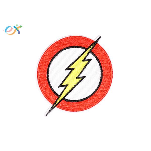 Lightning Logo Custom Embroidered Patches , Twill Background Embroidered Fabric Patches