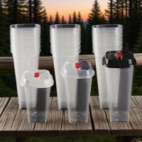 Gobelets carrés jetables transparents 16oz 20oz 32oz en plastique dur PP pour café glacé avec couvercles