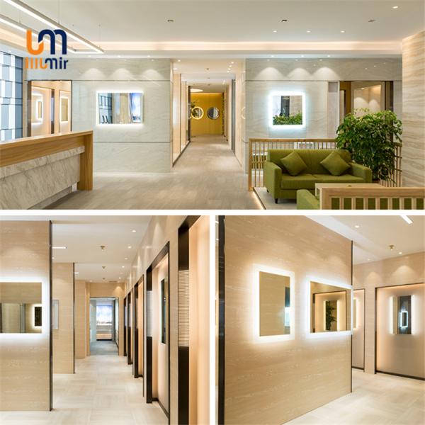 Стенная нагревательная панель светодиодного зеркала с 5 мм полированным серебром и опциональным светлым цветом