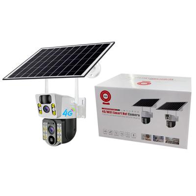 4G Painel de câmera solar Bateria Câmera de segurança Fonte de luz dupla Impotente PTZ exterior Câmera CCTV