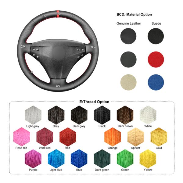 Red Line Design Leather Steering Wheel Cover for Mercedes-Benz C-Class W203 2001-2004