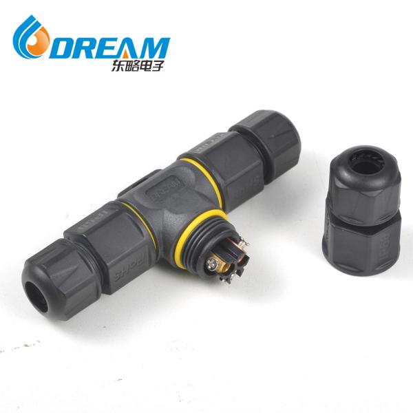 3 Pole Wire T-Type Outdoor LED Plastic IP68 External Electrical 2/3/4/5/6 Pin Screw Connector Circular IP68 Waterproof Connector