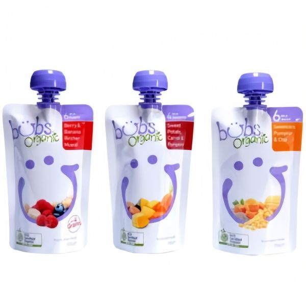 Feeding Baby Spout Pouch Bag Reusable Spouted Stand Up Pouch With Spoon