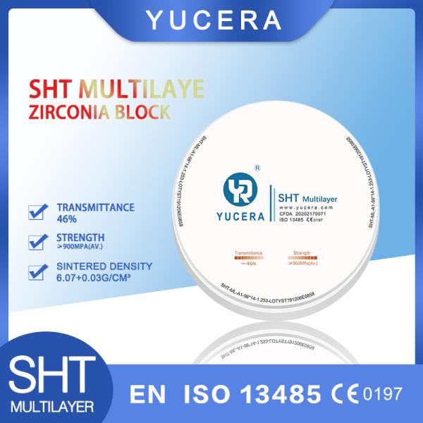 La circona de múltiples capas dental del bloque SHT de la circona de Preshaded bloquea para los puentes de la corona anteriores