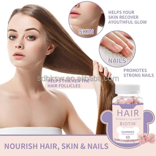 Women Vegan Private label Beauty Skin Care Hair & Skin & Nail Vitamin C Biotin Collagen Hyaluronic Acid Gummies