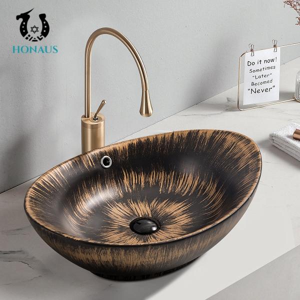 Luxurious Household Marble Effect Countertop Basin 600mm Countertop Basin