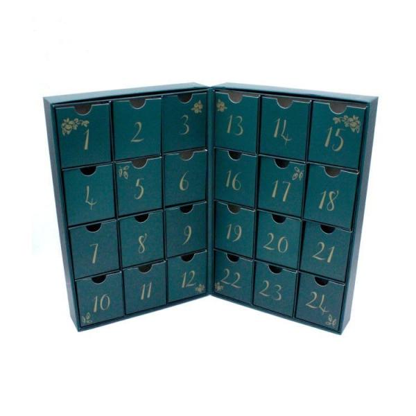 Custom Advent Calendar Packaging , Cosmetic Magnetic Cardboard Box With 24 Drawers