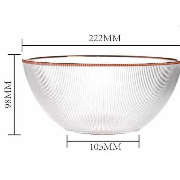 ODM Прозрачное кристаллическое стекло Фруктовые миски Столовые принадлежности с золотым ободом