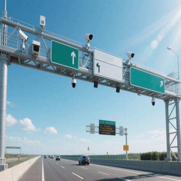 Expressway Gantry Frame Hot Dip Galvanized Traffic 5m Steel Pole With Round Shape 355 Mpa Material