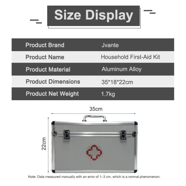 Aluminum Alloy Family First Aid Kit 2-Layer Medical Storage Box for Home Emergency