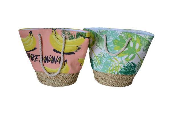 ECO Friendly Fashion Summer Tote Handbag Bohemian Handmade Bali Bags Straw Beach Bag Cotton Canvas Shopping Bags