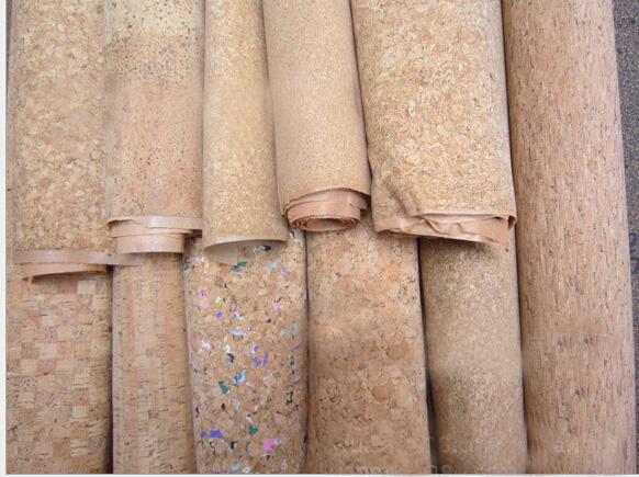 Promotional Nature Cork Fabric/Leather for bag and shoes making with PU backing,waterproof and dust resistance