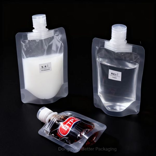 Spout Top Pouch Bottom Gusset for Cosmetics/Lotion/Makeup Cream PE Material Silk Screen Printing Custom Orders Accepted