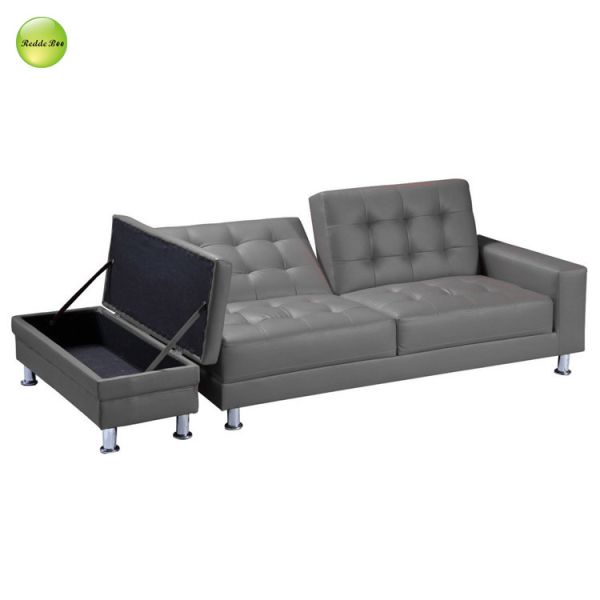 Multi-Functional PU Leather 3-Seater Sofa Bed with Storage Ottoman Space-Saving Sectional Sofa Convetible Sleeping Foldable Sofa Bed