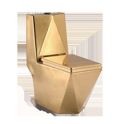 Toalete coligado dourado Diamond Dual Flush luxuoso do suporte sanitário do assoalho dos mercadorias