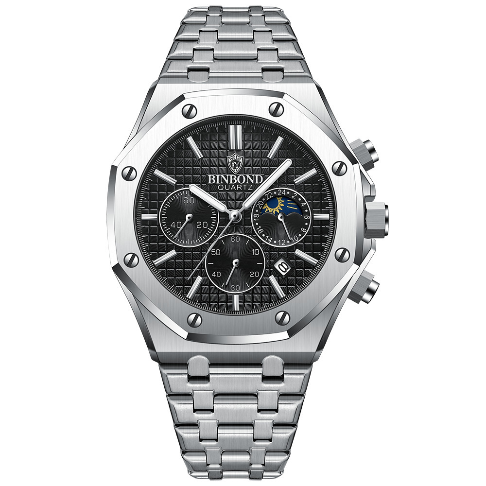 Stylish Traditional Corporate Timepiece Incorporating Sleek Silver Finish and Easy to Read Markers Enhancing Office Attire