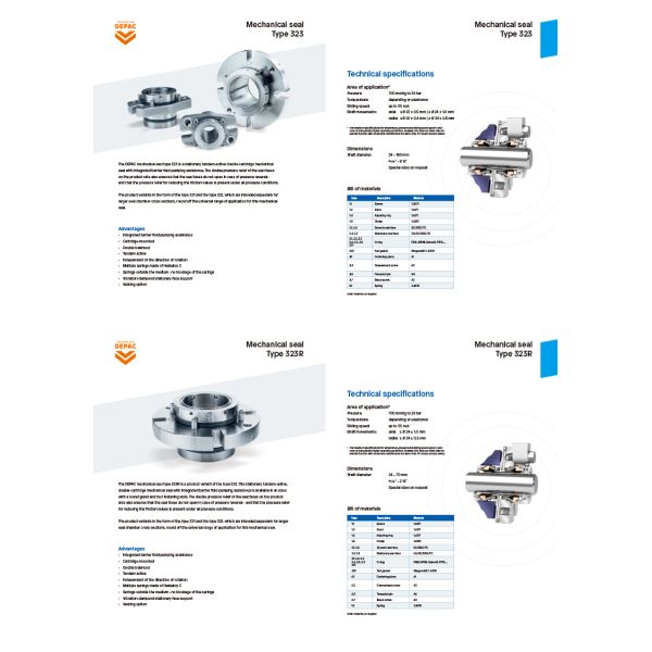 DEPAC Type 321 322 323 Stationary Double Cartridge Mechanical Seals for Pumps