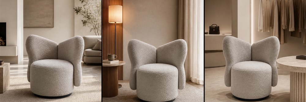 Sculptural Modern 1-Seater Upholstered Swivel Chair TR-H004
