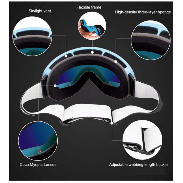 Colour Plating Snow Glasses Ski Goggles with 3 Layers Foam and Custom Color Lenses