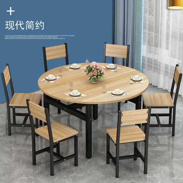 Stylish Dining Room Furniture Round Dining Table Set with 8 Chairs and Epoxy Finish
