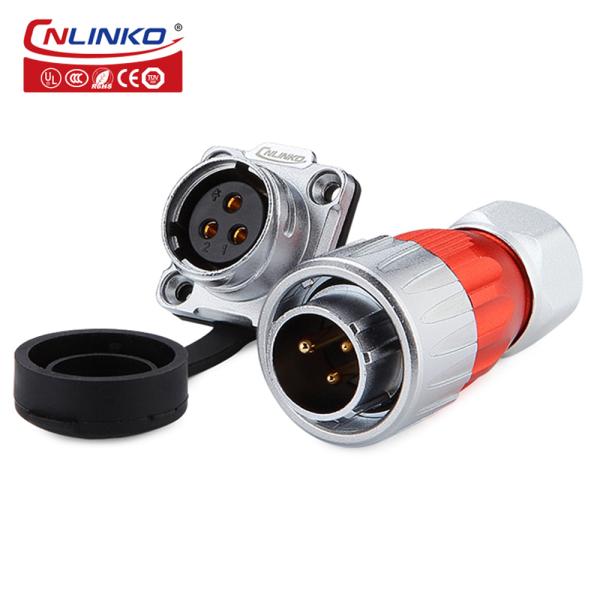Cnlinko 1 / 4 Bayonet Connect Metal Shell IP68 Waterproof Connector 20A 3 Pin Plug Socket