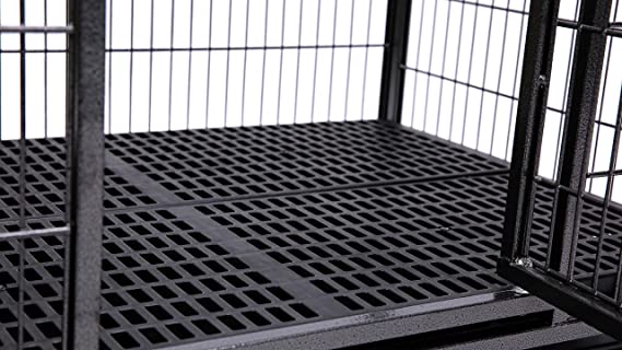 Large Dogs Heavy Duty Metal Kennel and Crate with Four Wheels in Solid Black