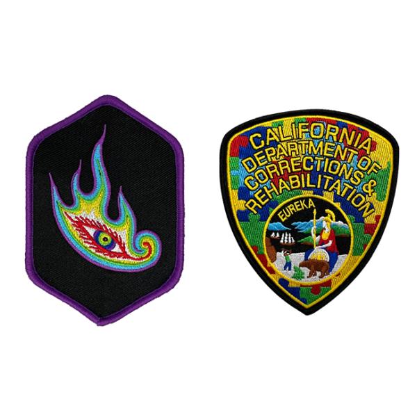 Custom Eyes Logo Velcro Backing Embroidered Patches Clothing Washable Woven Patches