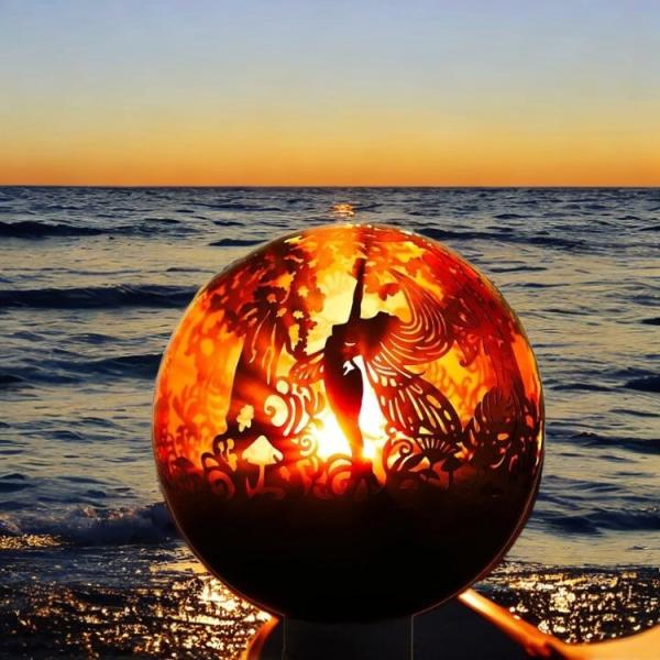 Empacotamento 600mm exterior de aço da caixa de madeira de Pit Ball Wood Burning Firepit do fogo