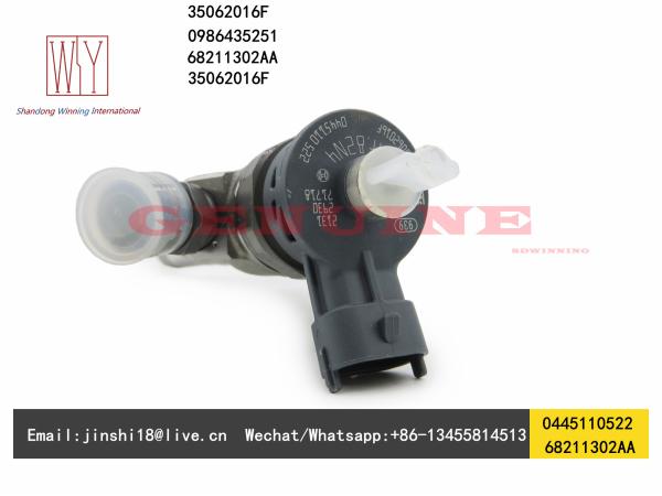 Bosch Genuine and New Fuel Injector 0445110522 0986435251 for Dodge VM 68211 302AA 35 06 2016F 68211302AA 35062016F