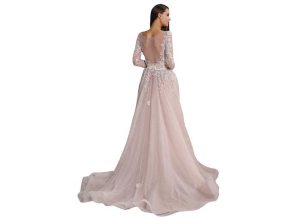 Sky Blue Color  Saudi Arabic Evening Dresses Floral For Fashion Party Gown