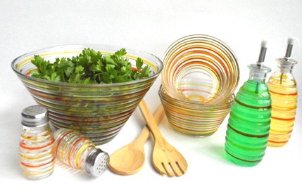 glass salad bowl set