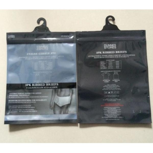 Plastic PET/CPP bag with hanger packing for underwear with hook