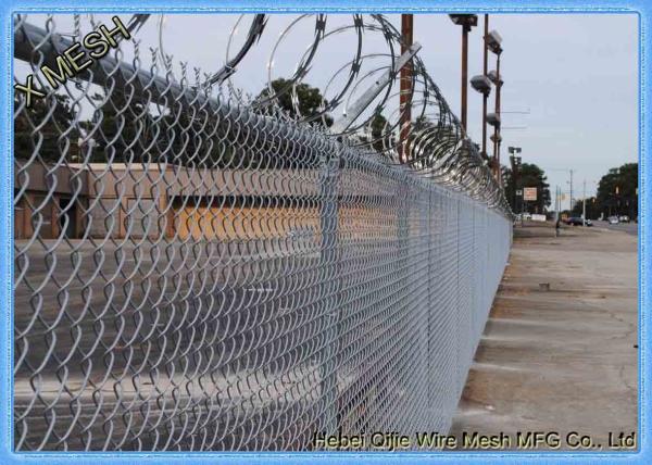 PVC Coated Security Chain Link Fence Mesh Fabric 8 Gauge 60 X 60mm Size