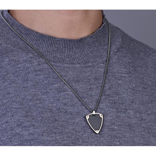 Forma especial Rosa Oro de borde de acero inoxidable colgantes de diamante en blanco collares de hombre mayorista