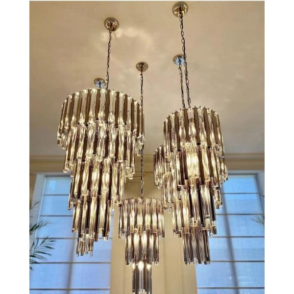 Warm 3000K Chandelier In Copper With Clear Glass For Hotel Interior Furniture