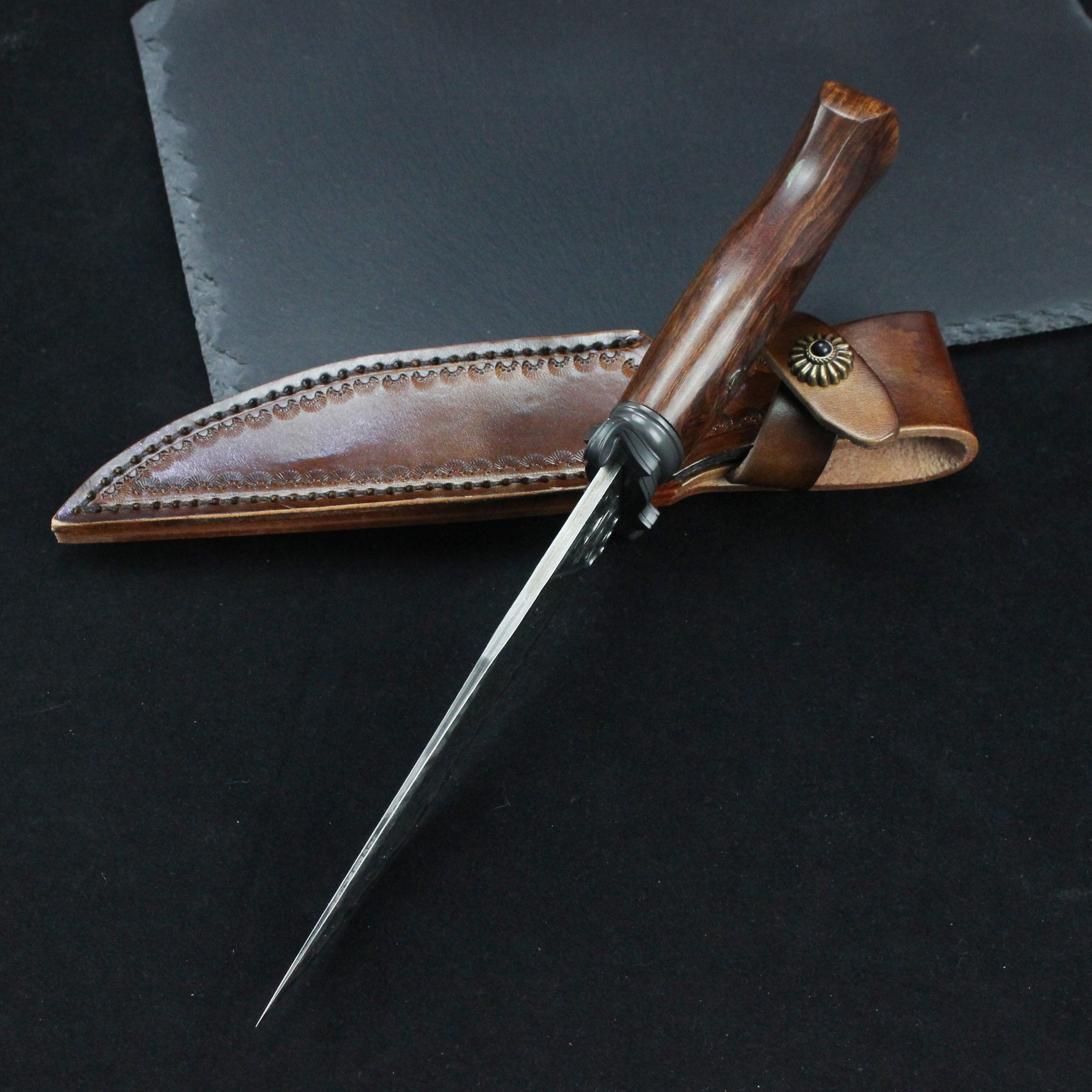 High Quality Damascus Fixed Blade Knife Sand Iron Wood Handle Hunting Survival Knife Camping
