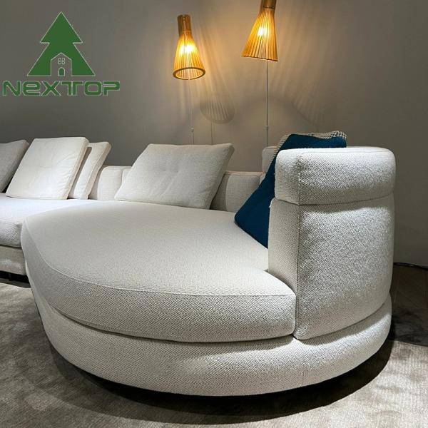 White Semi Circular Linen Sofa Interior Decoration Villa Living Room Office Area