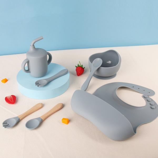 684g BPA Free Non Toxic Silicone Baby Feeding Set for Toddler Tableware Dishwasher Safe