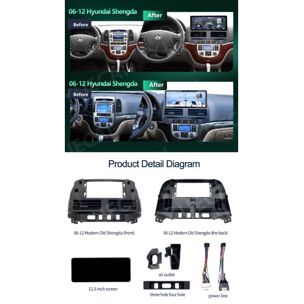 Quad Core Car Android Head Unit Touch Screen Car Dashboard Stereo 12.3 Inch For Hyundai Shengda 2006 - 2012